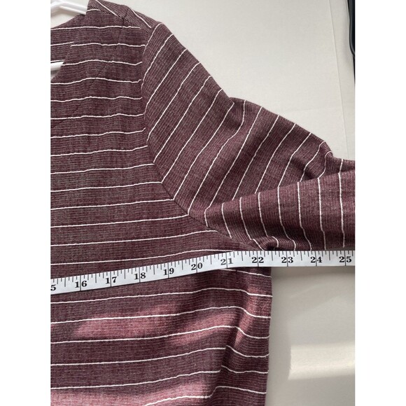 Talbots Woman 2x Maroon Strip Tunic Top Plus Size Modern Modest Cottagecore - Picture 6 of 7